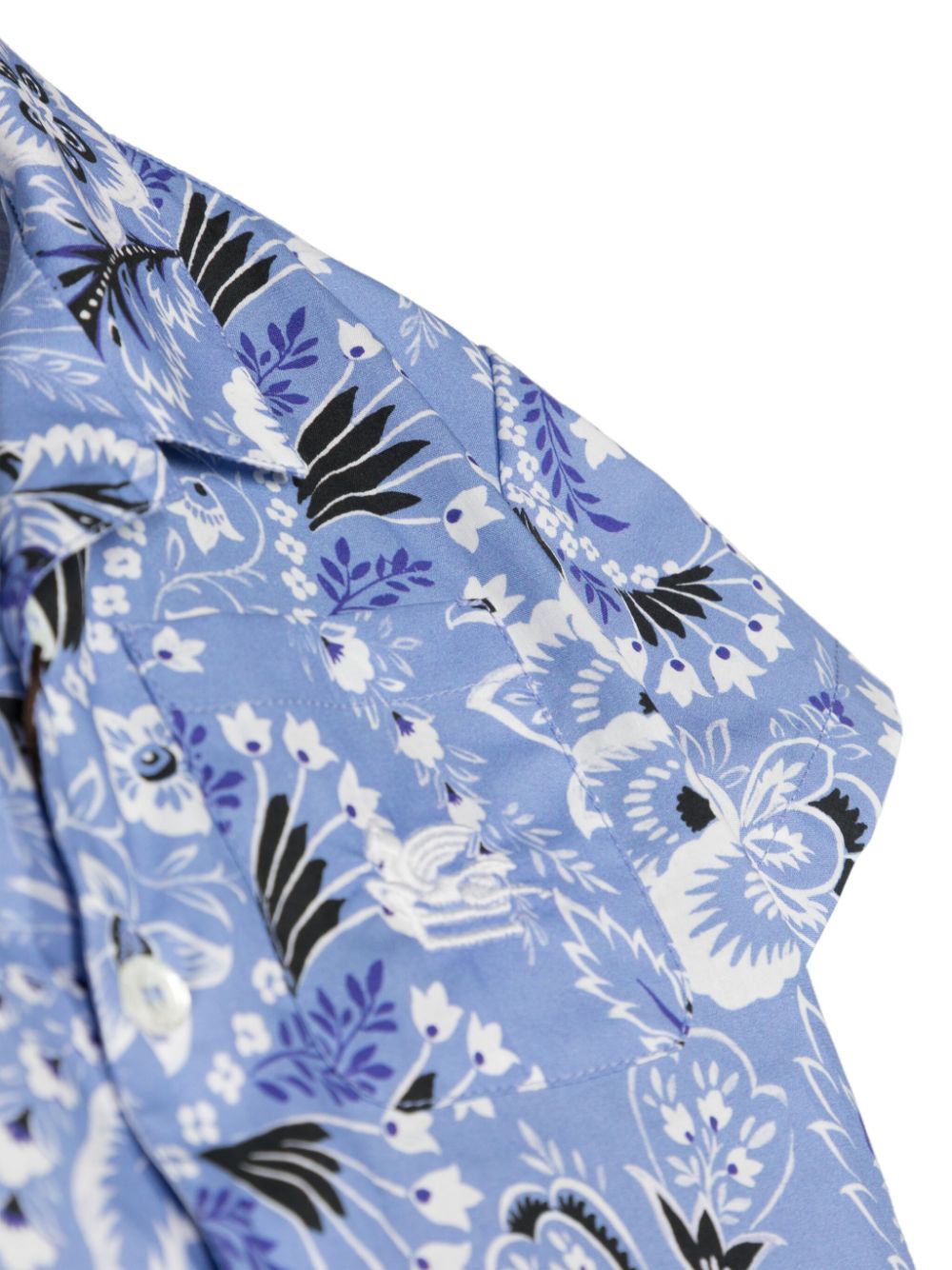 Shop Etro Floral-print Cotton Shirt In Blue