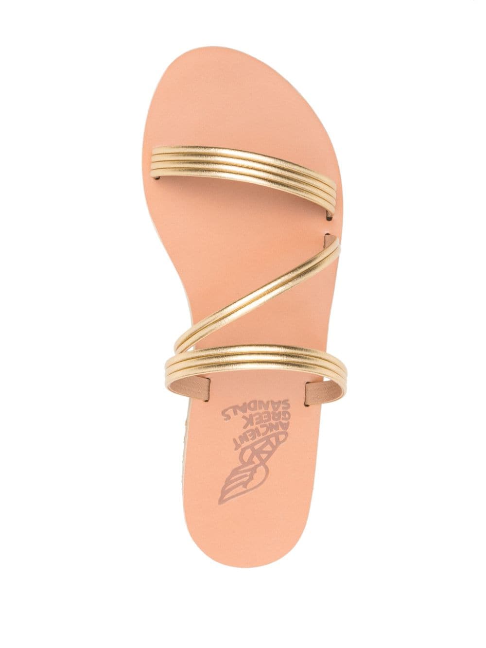 Shop Ancient Greek Sandals Ermodiki Leather Flat Sandals In Gold
