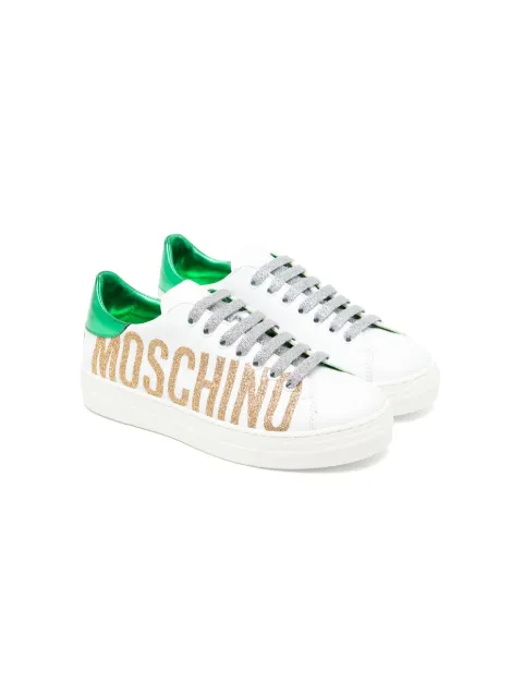 Moschino Kids logo-embellished glitter-detail sneakers
