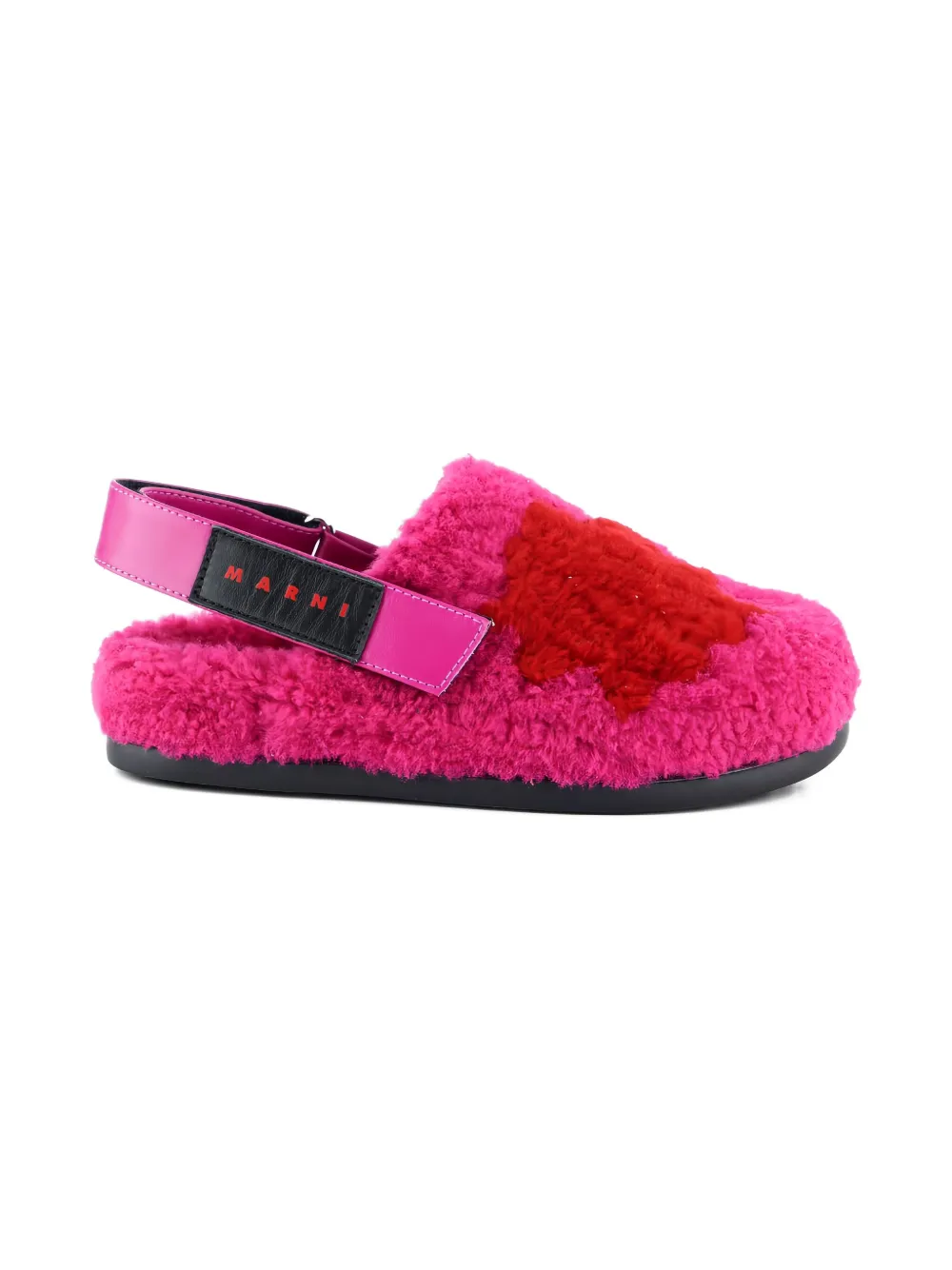 Marni Kids' Fussbet Heart-detail Slingback Slippers In Pink