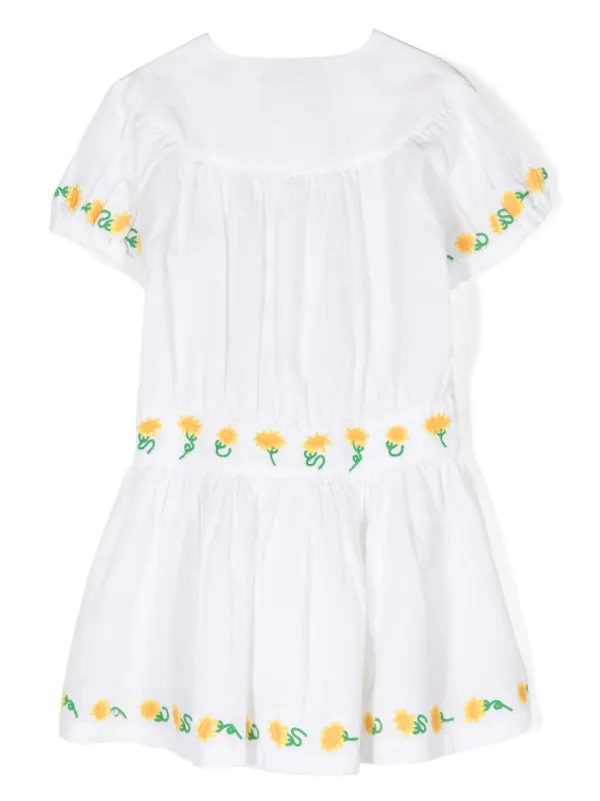 Stella McCartney Kids Sunflower-embroidered Shirt Dress | White | FARFETCH