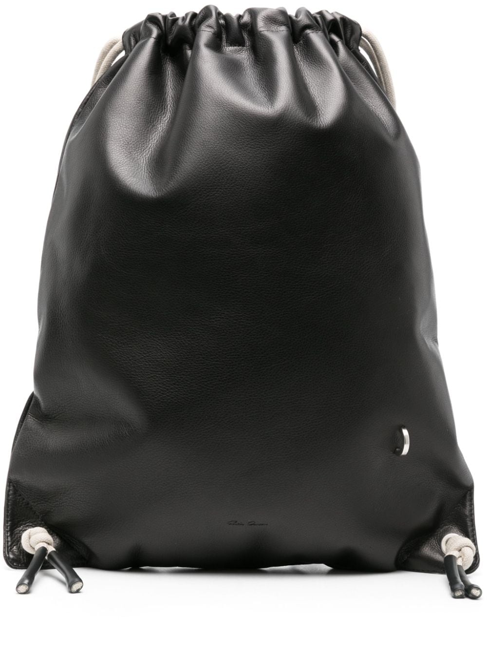 Rick Owens drawstring leather backpack - Nero