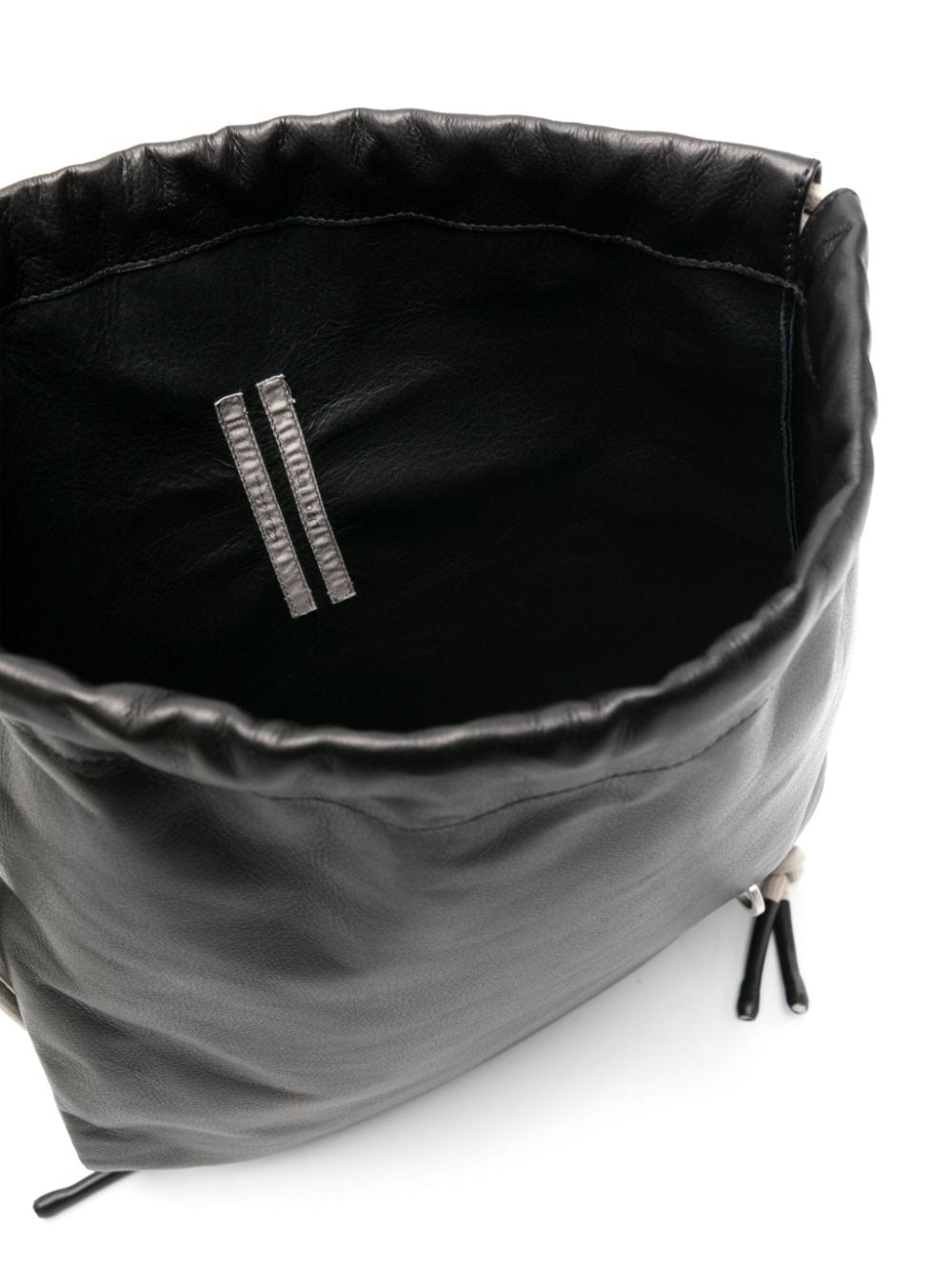 Shop Rick Owens Drawstring Leather Backpack In Black