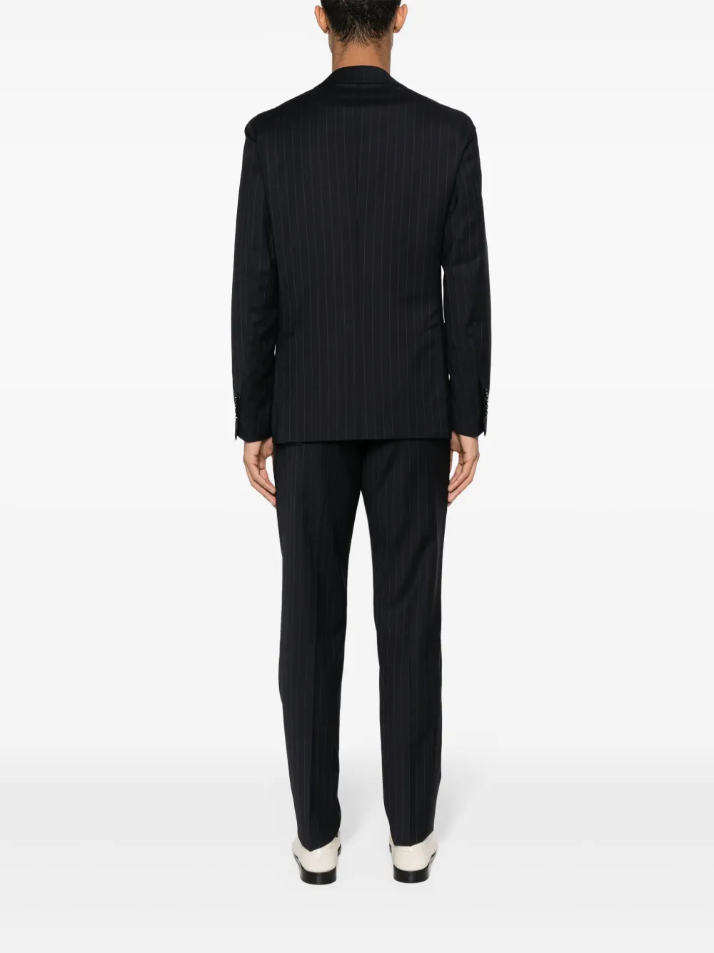 Shop Lardini Pinstriped Wool Suit In 蓝色