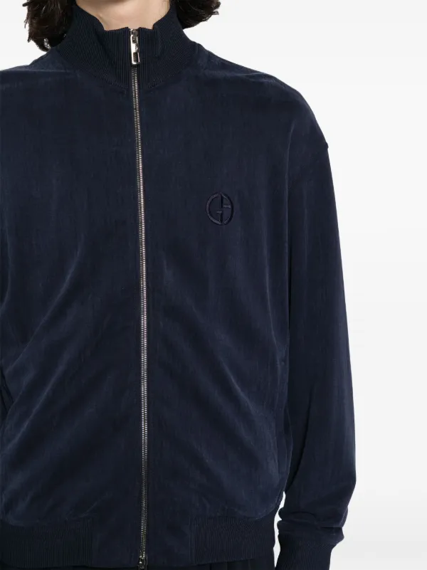 Giorgio Armani logo-embroidered Track Jacket | Blue | FARFETCH