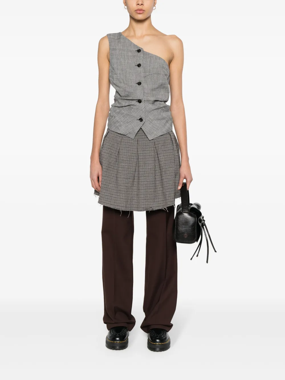 OUR LEGACY Geruite mini-rok - Beige