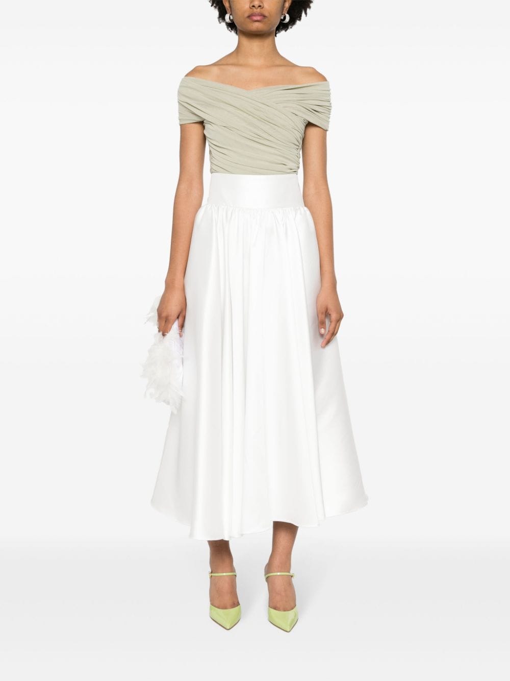 Shop Blanca Vita Pleated Maxi Skirt In White
