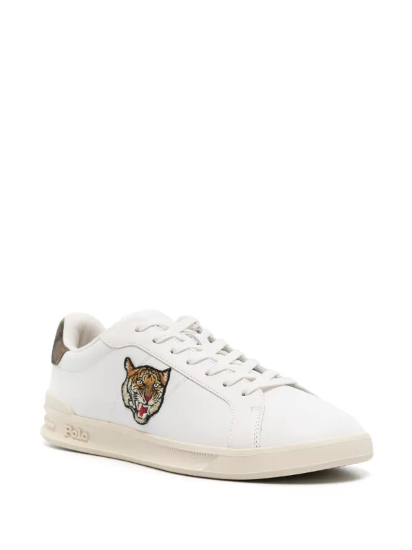 Polo Ralph Lauren tiger patch Leather Sneakers White FARFETCH CA