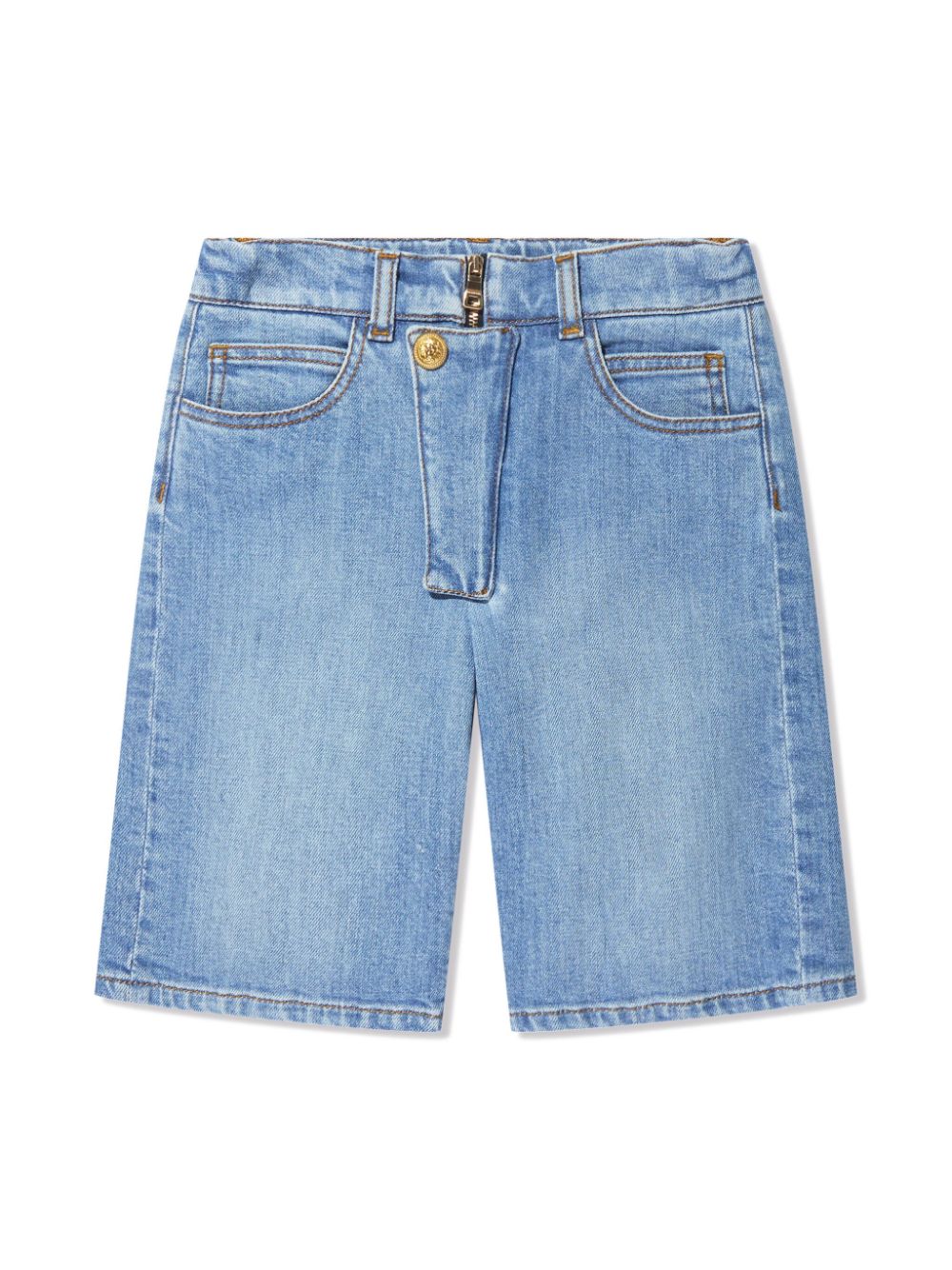 Balmain Kids Spijkershorts verfraaid met knoop Blauw