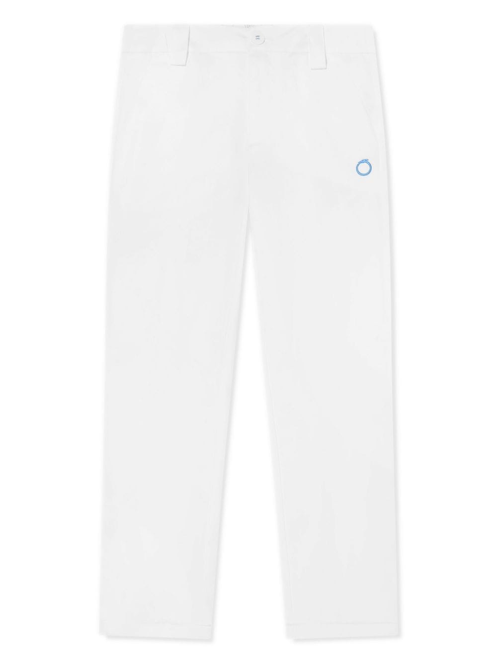 trussardi junior pantalon en coton à logo brodé - blanc
