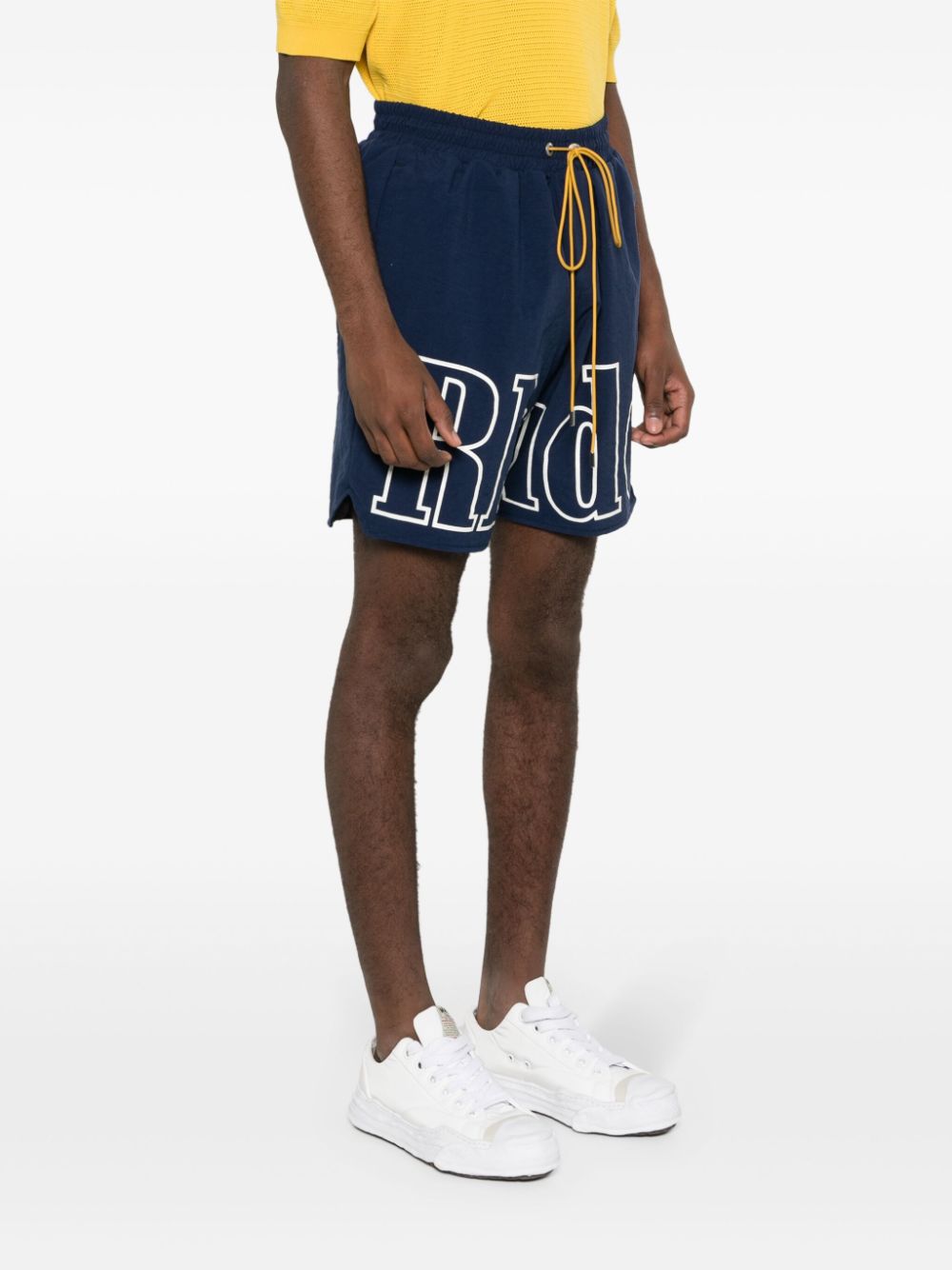 RHUDE Bermuda shorts met logoprint Blauw