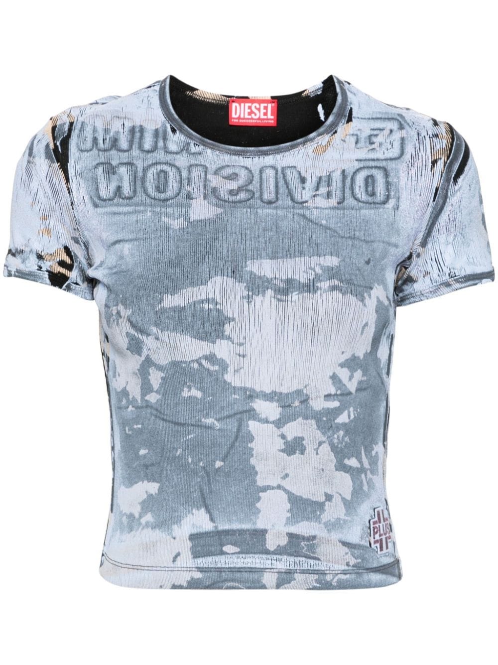 Shop Diesel T-ele Abstract-print T-shirt In Blue
