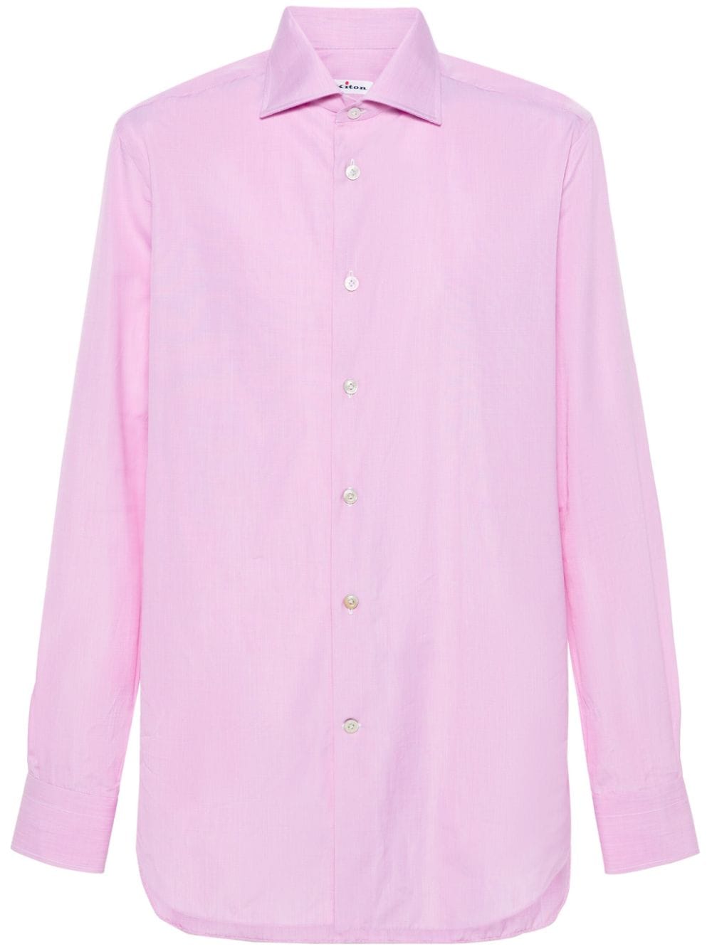Kiton Geruit katoenen overhemd Roze