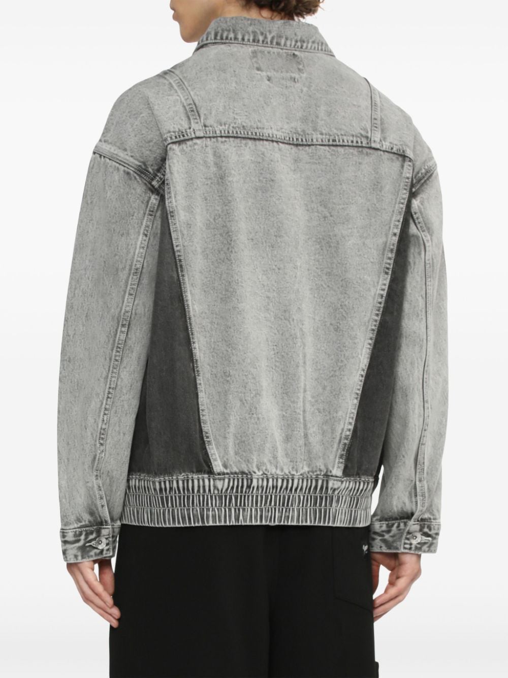 Shop Five Cm Zip-up Denim Jacket In Grey