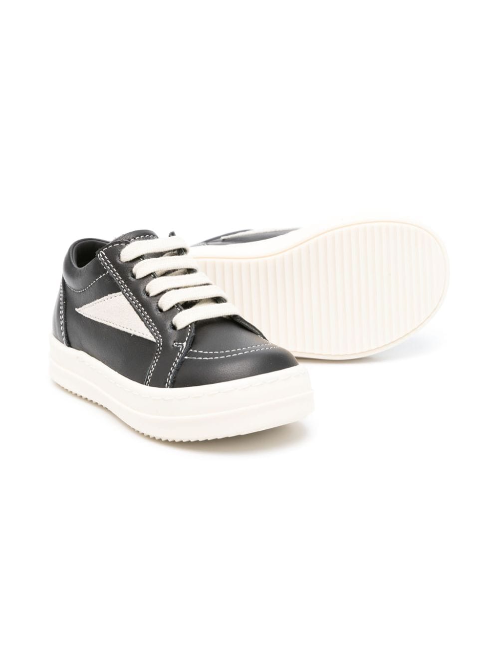 Shop Rick Owens Panelled-design Leather Sneakers In Black