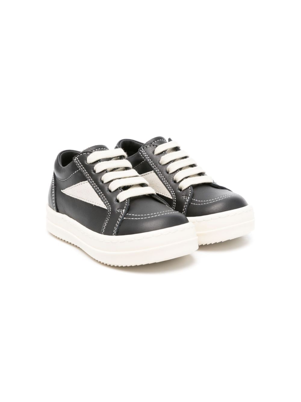 Rick Owens Kids' Panelled-design Leather Sneakers In Black