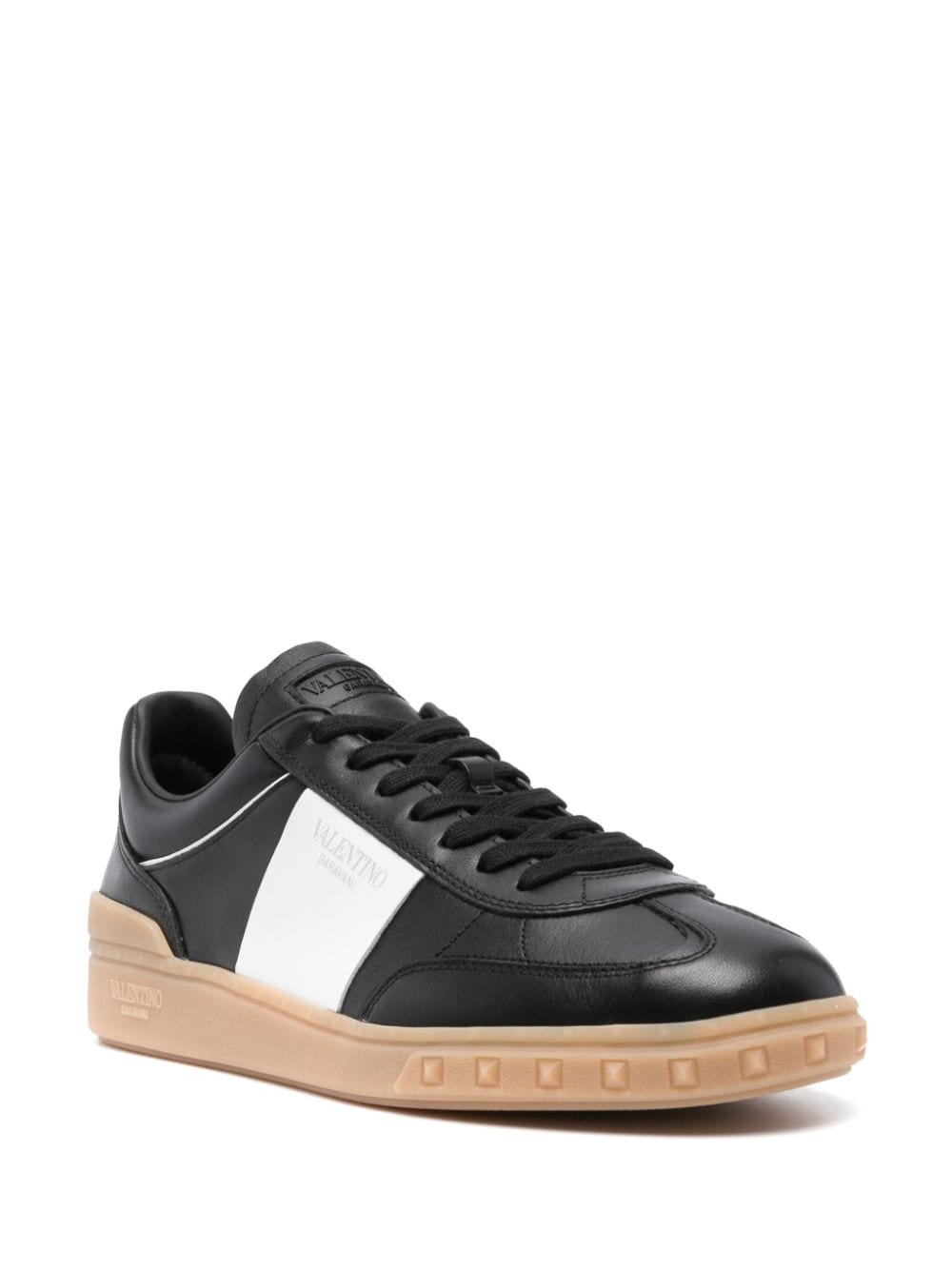 Shop Valentino Upvillage Leather Sneakers In Black