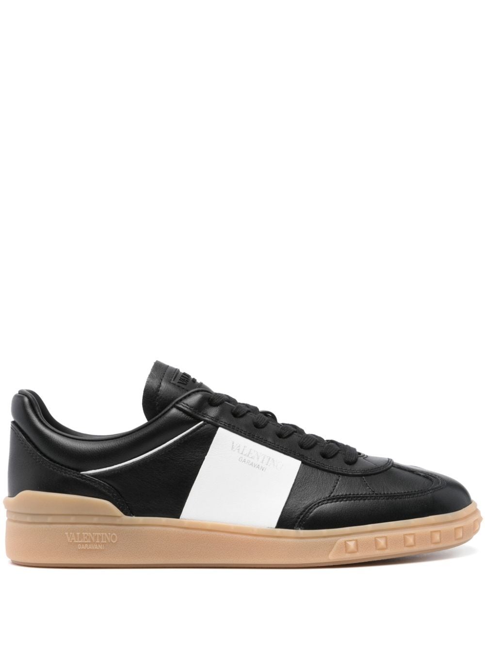 Shop Valentino Upvillage Leather Sneakers In Black