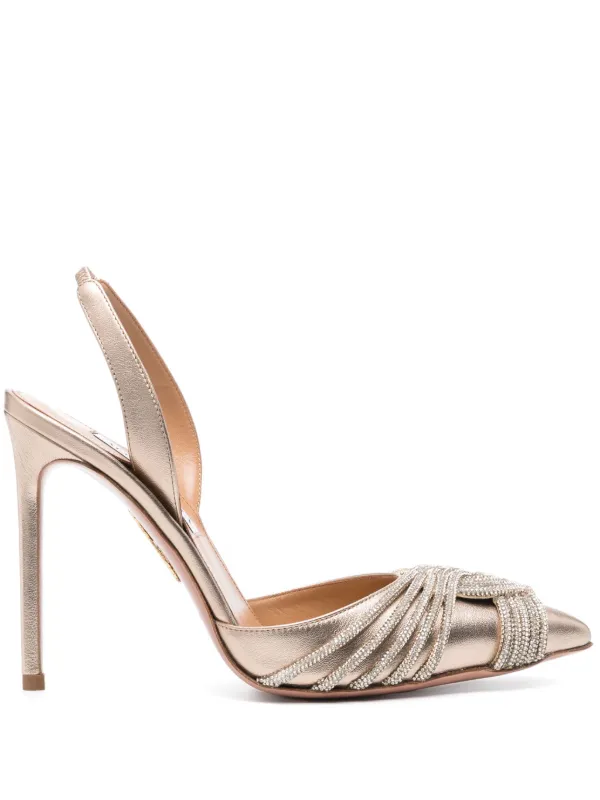 Aquazzura Gatsby 105mm Slingback Pumps in Neutrals