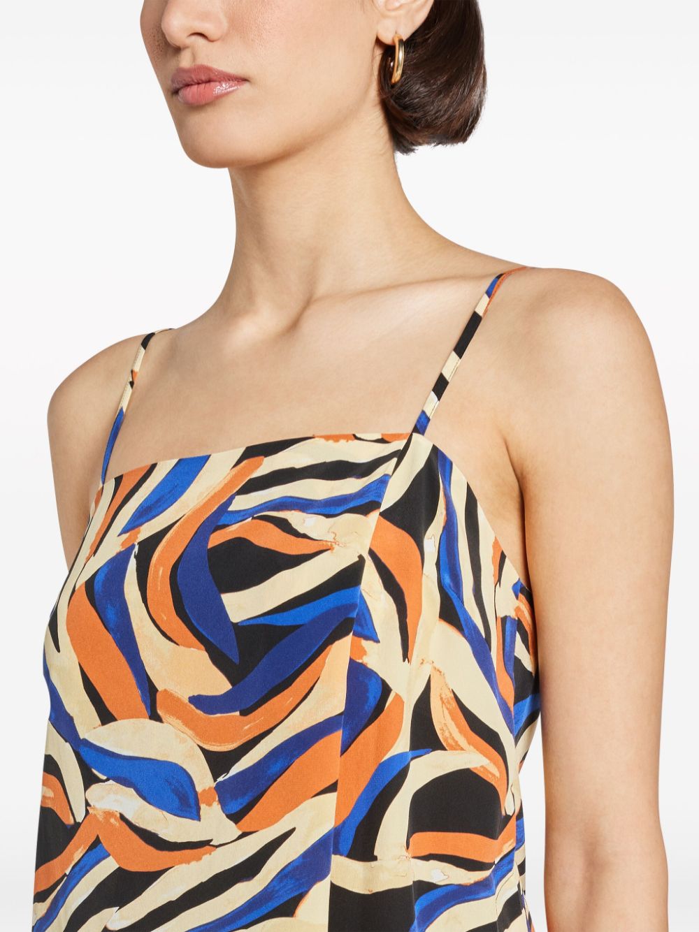 Shop Shona Joy Palma-print Silk Top In Orange