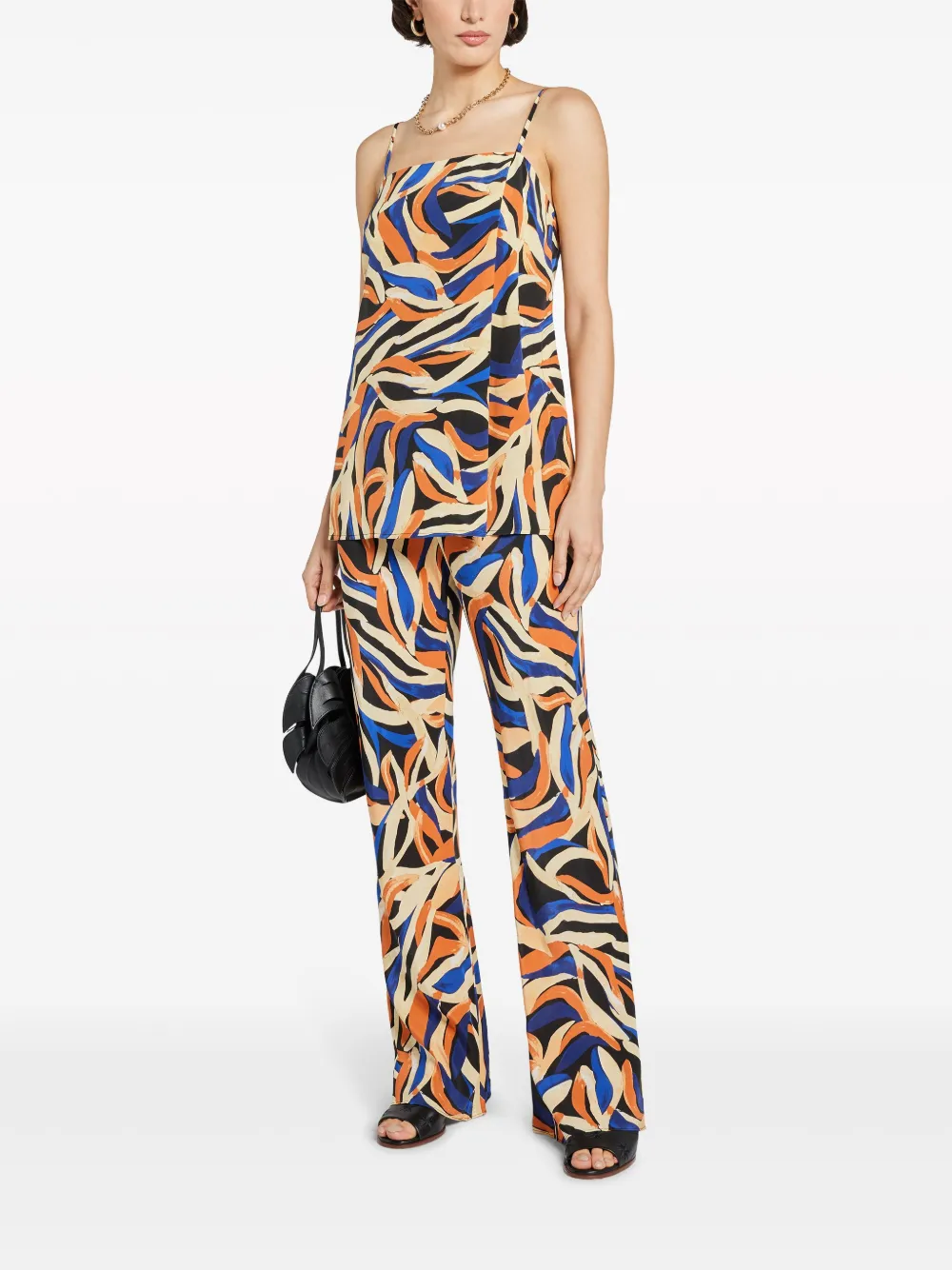 Shop Shona Joy Palma-print Silk Trousers In Orange