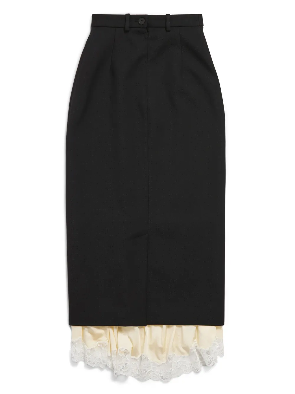 Shop Balenciaga Lingerie Lace-trim Wool Skirt In Schwarz