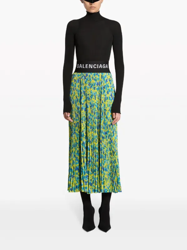 Balenciaga floral-print Pleated Midi Skirt | Blue | FARFETCH
