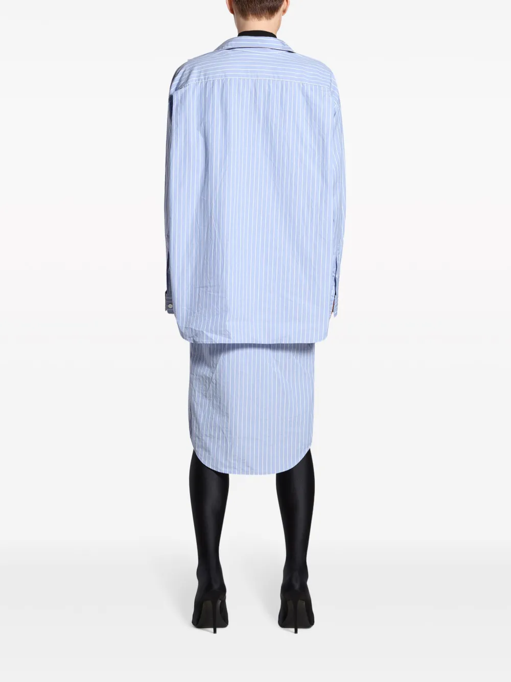 Shop Balenciaga Bb Classic Layered Shirtdress In Blue