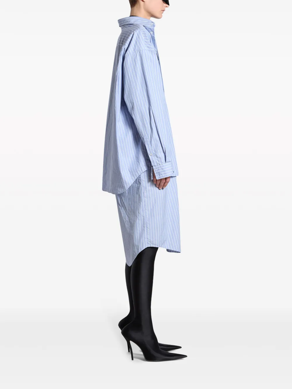 Shop Balenciaga Bb Classic Layered Shirtdress In Blue