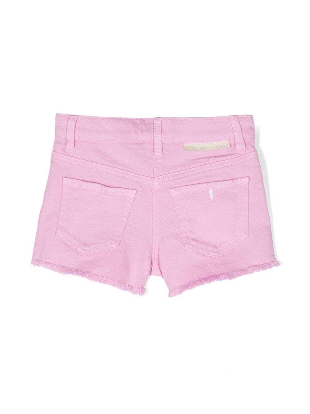 Shop Stella Mccartney Mid-rise Frayed Denim Shorts In Pink