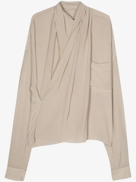 QUIRA crepe silk shawl blouse