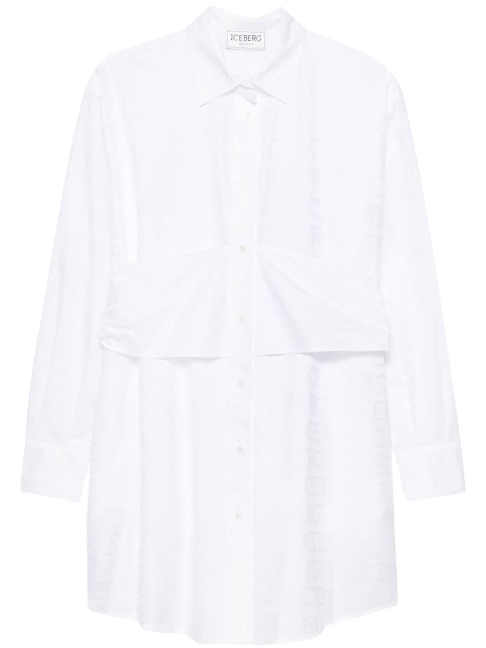 Shop Iceberg Logo-jacquard Cotton Shirt Dress In White