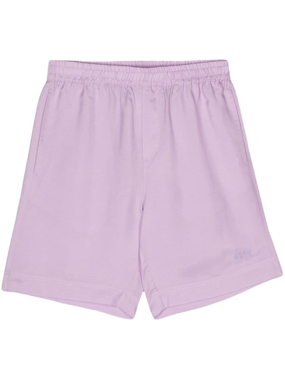 Msgm Logo-embroidered Shorts In Purple