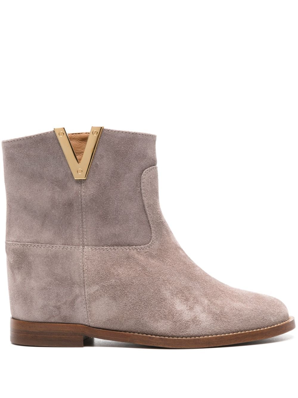 Via Roma 15 Stivale Suede Ankle Boots In Neutrals
