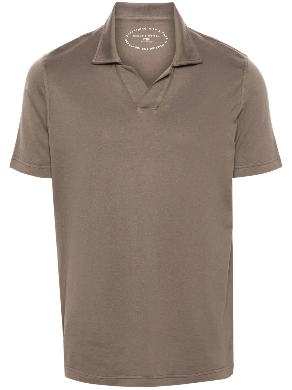Fedeli Cotton Polo Shirt With Open Collar In 褐色