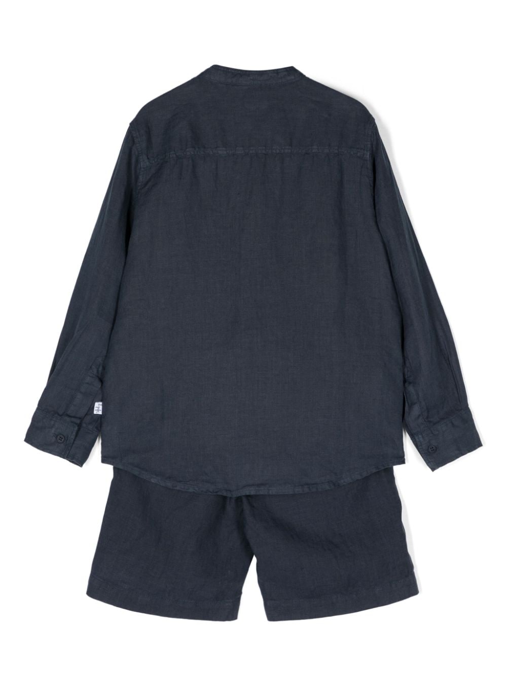 Shop Il Gufo Button-up Linen Shorts Set In Blue