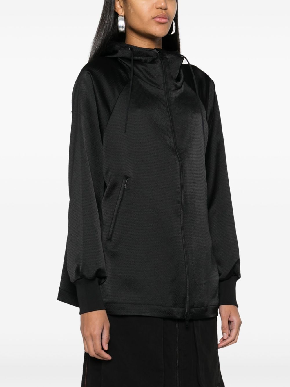 Shop Y-3 Textured Zipped Hoodie In Black