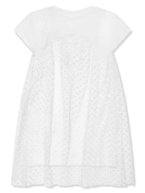 point d'esprit-overlay T-shirt dress