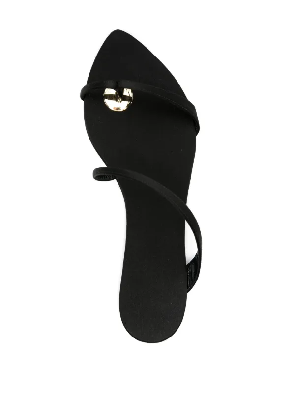 Saint Laurent Tanger Satin Slides | Black | FARFETCH