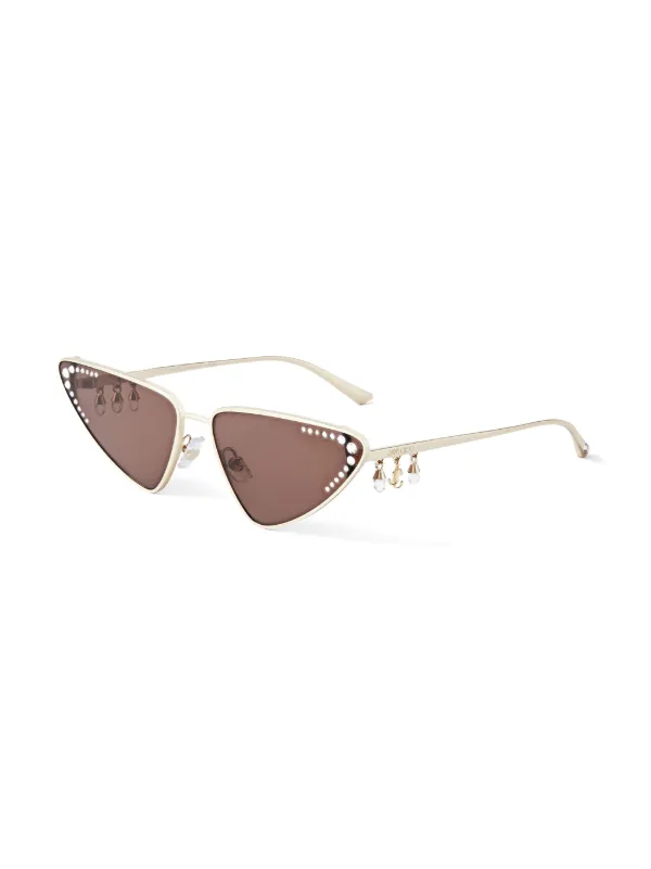 Jimmy Choo Crystal Embellished cat eye sunglasses Jimmy Choo Crystal-embellished Cat-eye Sunglasses In Gray  main image 4