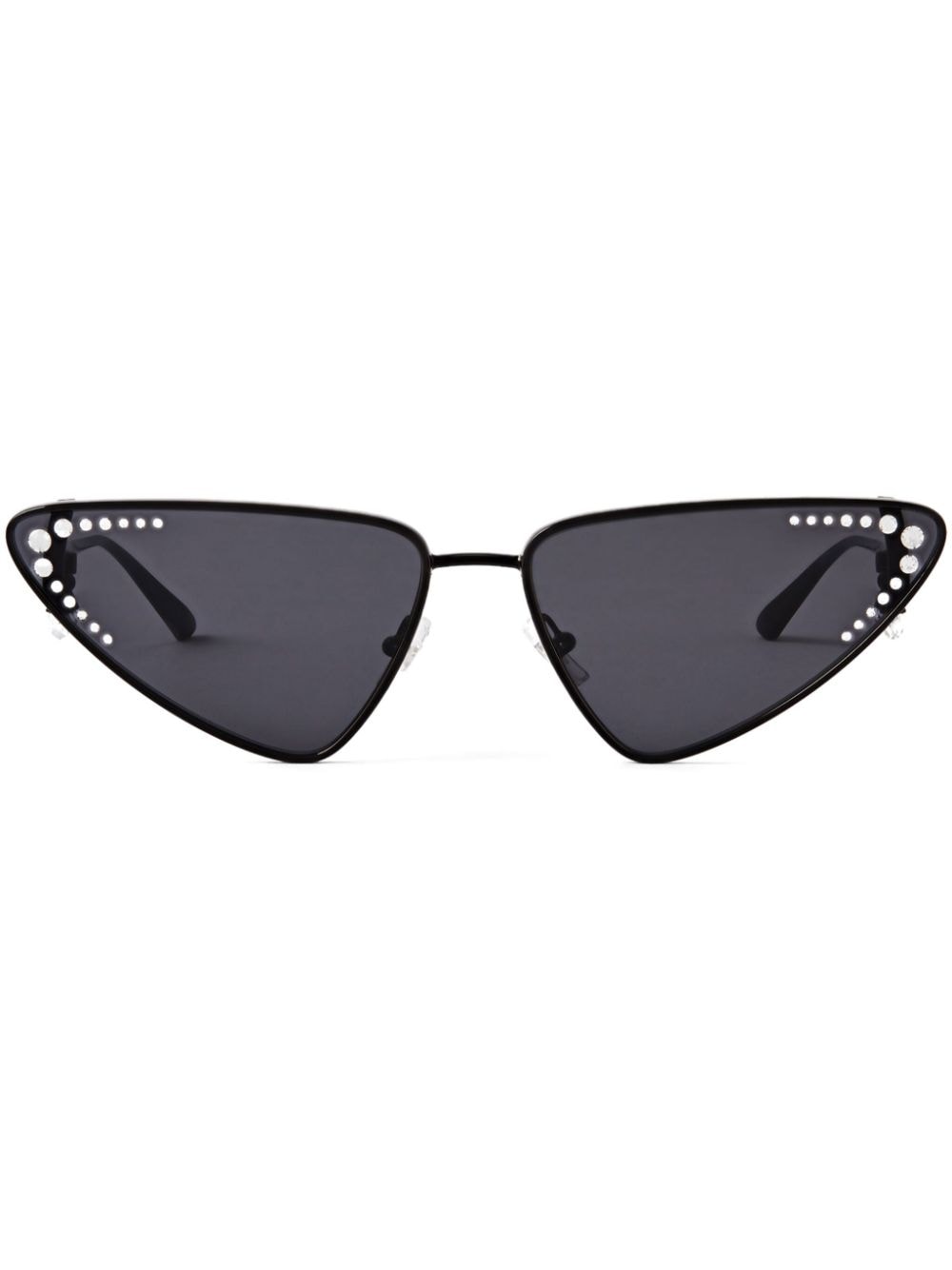 Shop Jimmy Choo Kristal Triangle-frame Sunglasses In Black