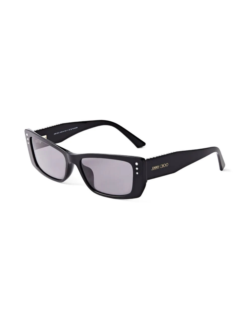 Shop Jimmy Choo Lexy Rectangle-frame Sunglasses In Black