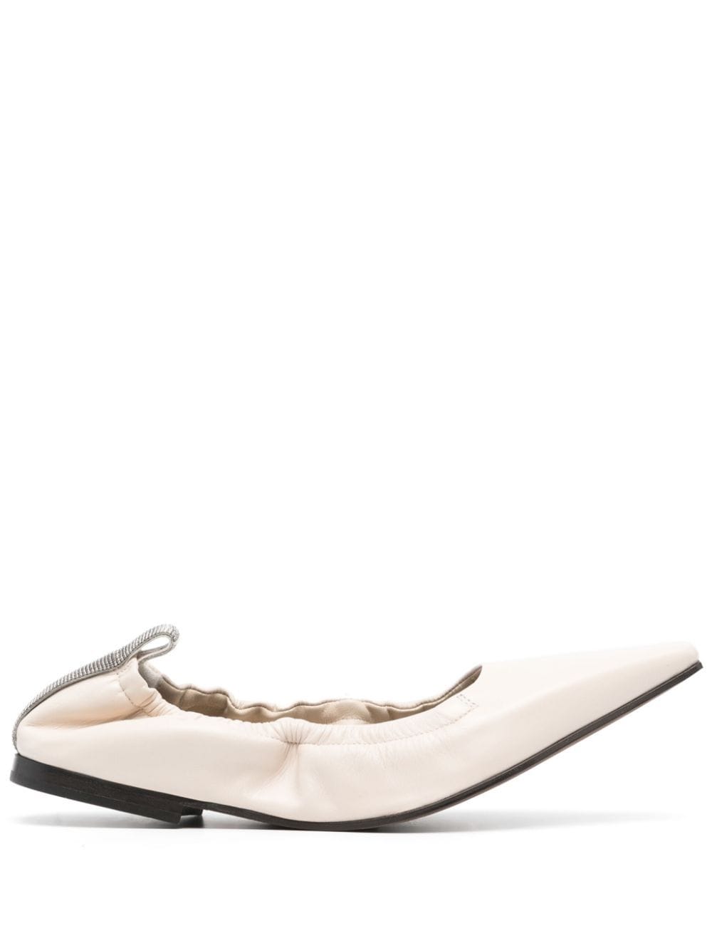Shop Brunello Cucinelli Pointed-toe Ballerina Shoes In Neutrals