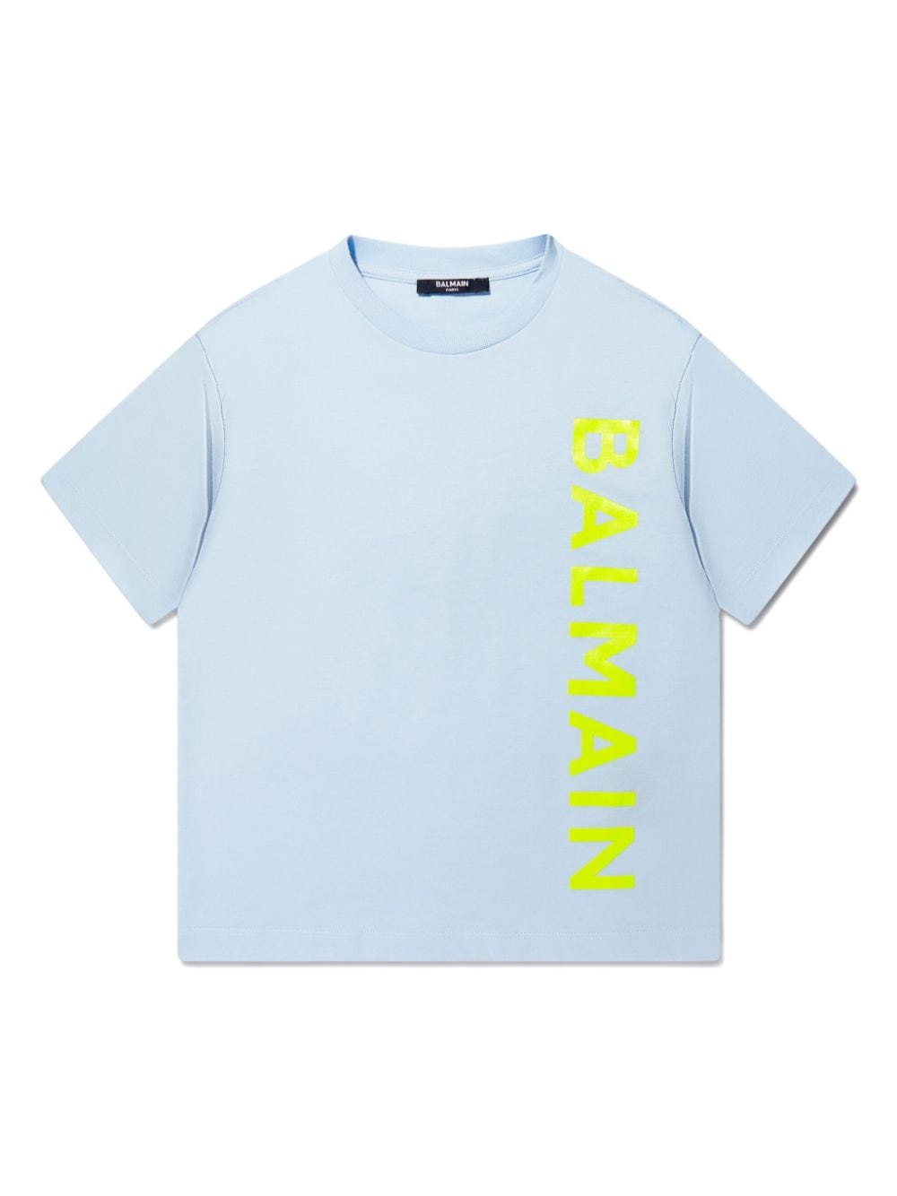 Balmain Kids' Logo印花棉t恤 In Blue