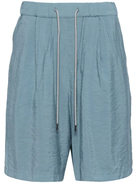 Attachment drawstring-waist straight-leg shorts