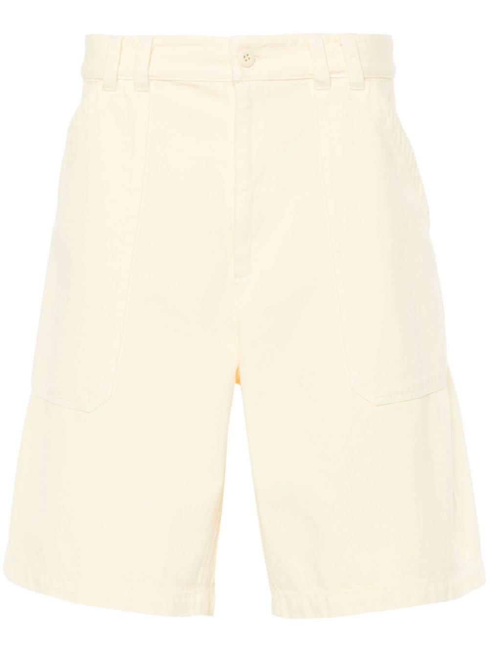 Apc Twill Cotton Shorts In Yellow