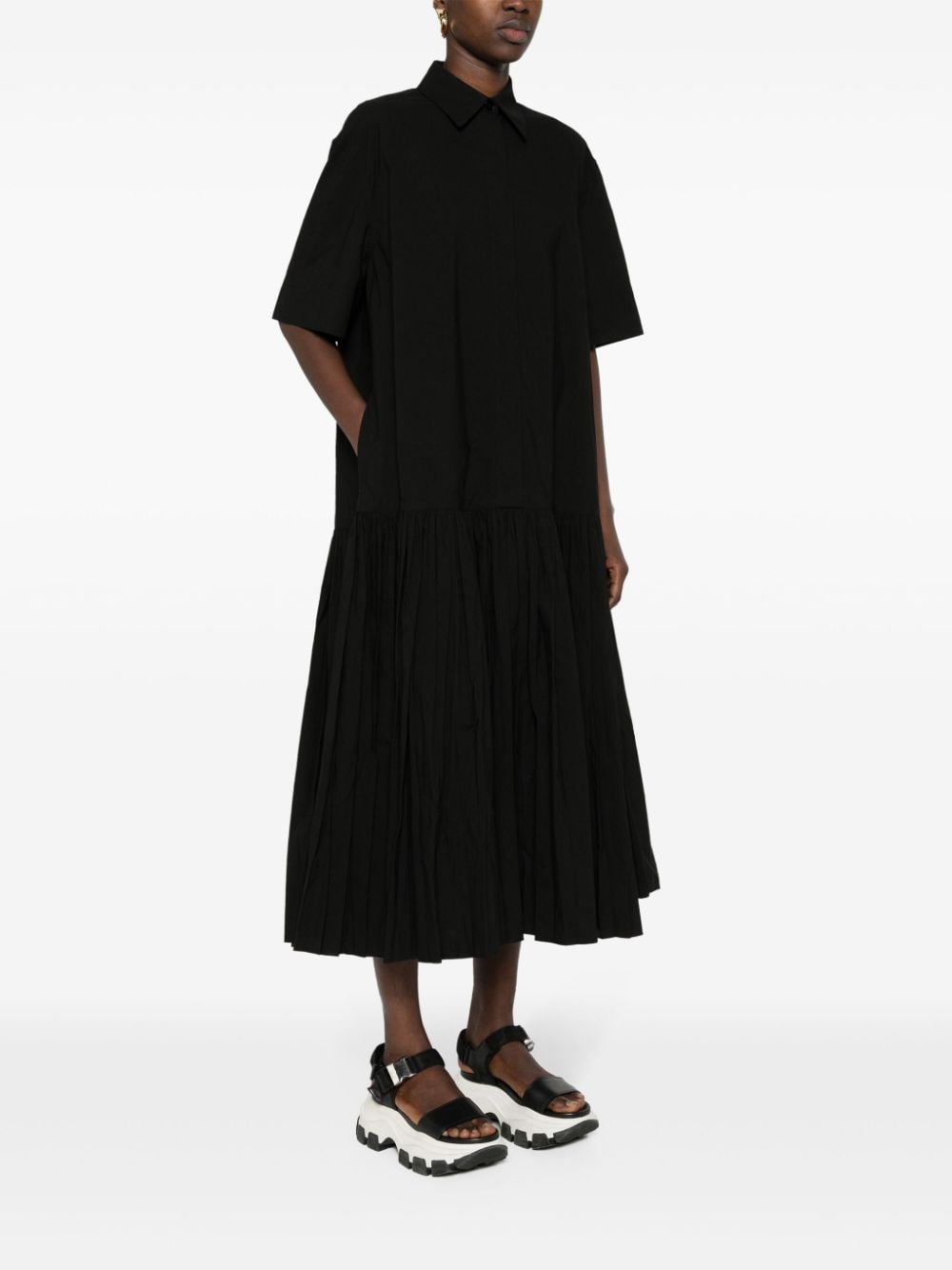 Shop Jil Sander Poplin Midi Dress In Black