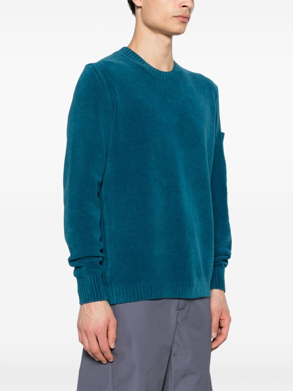 Shop C.p. Company Lens-detail Chenille Sweatshirt In Blue