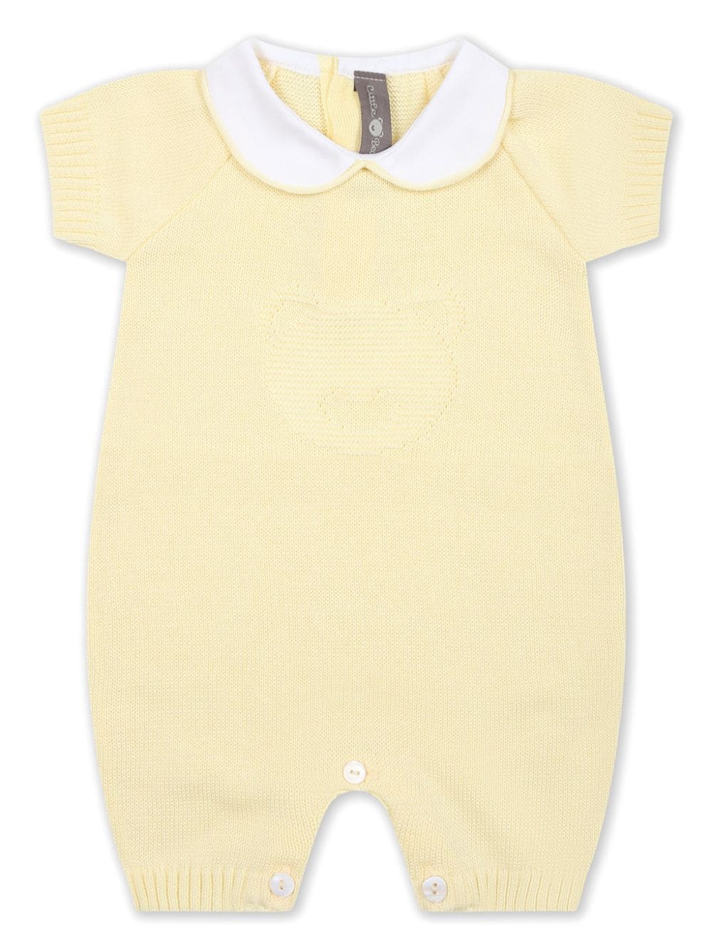 Little Bear Babies' Bear-embroidered Cotton Romper In Yellow