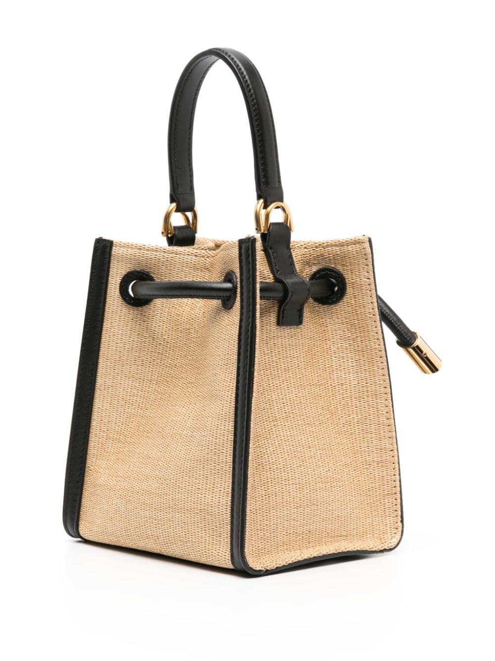 Shop Lanvin Logo-engraved Raffia Tote Bag In Neutrals